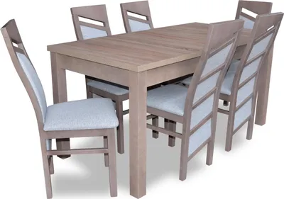 Produktbild von Set Esstisch 6x Stühle Lehn Stuhl Garnitur Tische Esszimmer Gruppe 7tlg. Holz