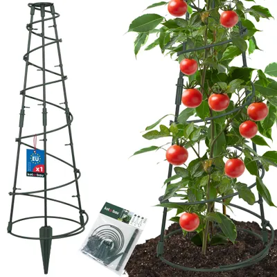 Image de KOTARBAU® Tuteur modulaire ⌀ 25 cm, conique, 60 cm de haut, treillis pour plantes grimpantes et légumes, tuteur pour tomates, tuteur en plastique, vert