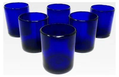 Produktbild von Mundgeblasene mexikanische Trinkgläser – Set mit 6 Kobaltgläsern (je 284 ml)