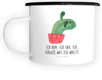Produktbild von Mr. & Mrs. Panda Emailletasse Kaktus Mama - Weiß - Geschenk, Emaille Tasse, Ärger, Teebecher, Teetasse, Metallbecher, Pott, Kakteen, Quote, Große, Büro, Motivation