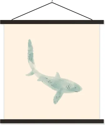 Produktbild von MuchoWow® Textilposter Fische - Tiere - Meer - Grau 120x120 cm mit schwarzem Rahmen - Aufhängungsset