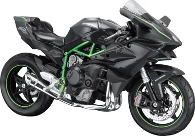 Produktbild von Maisto Kawasaki Ninja H2 R 1:12 Modell auf Sockel mit Lenkung