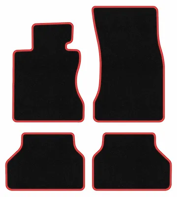 Produktbild von Velours-Fußmatten für BMW 5 E60 2003-2010 (Limousine) – 4-tlg, Schwarz/Rot, passgenau – Wielganizator CARLUX