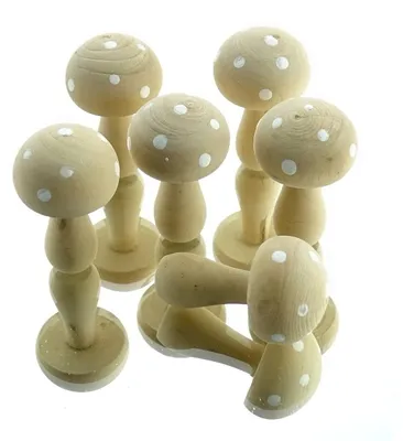 Produktbild von Weihnachtsdeko Fliegenpilze Natur & weiß 4,5 cm aus Holz - 6er Set