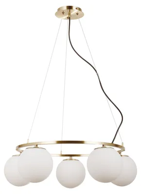 Zdjęcie produktu dla Lampa wisząca białe kule Larosa złota 5xE27x5W metal wym:85x65x65cm IP20 Italux