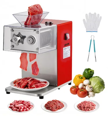 Imagen del producto de Máquina profesional para cortar carne VEVOR, capacidad de 250 kg/h, 850W, picadora de carne eléctrica con cuchillas de 3,5 mm, cortadora de carne de acero inoxidable para restaurantes y alimentos, ideal para cocinas, supermercados, carne de cordero, ternera y pollo