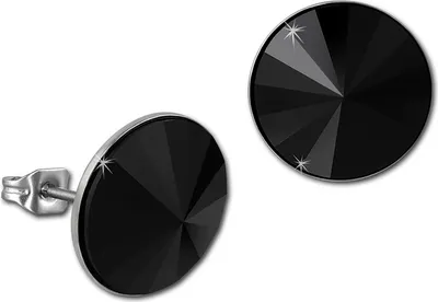 Image de Amello Boucles d'oreilles en acier inoxydable Cône scintillant zirconium noir ESOS10S