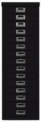 Produktbild von Büro-Schubladenschrank, BxTxH 279x380x860 mm, 15 Schubladen 51 mm, DIN A4, schwarz