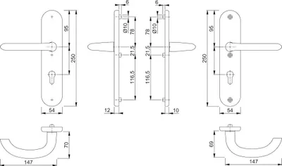 Produktbild von Hoppe Schutz-Drückergarnitur Marseille 76G / 3331 / 3440 / 1138 ES1 PZ Vierkant 8 / 10mm - 3663846