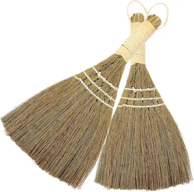 Produktbild von 2er-Pack Reisigbesen für den Schreibtisch aus Miscanthus mit kurzem Stiel, tragbare Staubbürsten für die gründliche Reinigung zu Hause und in engen Zwischenräumen