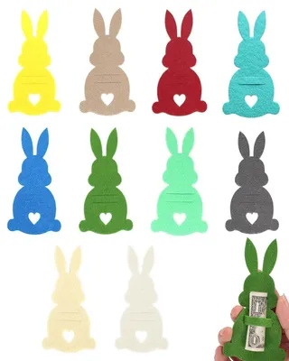10 Filz-Osterhasen Geldgeschenk-Set, 12 x 6,5 cm, bunt, Osterdeko