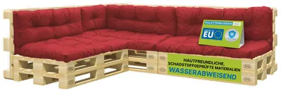Produktbild von Pillows24 - Palettenkissen wasser- und UV-beständig - 8ER SET | Polster für Europaletten 120x80 - Palettenmöbel - Outdoor/Indoor, Rot