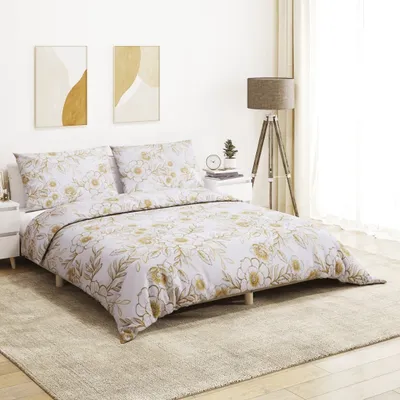 Produktbild von CLORIS Bettwäsche-Set Weiß und Braun 200x220 cm Baumwolle - Bettwäschen LL0000256446