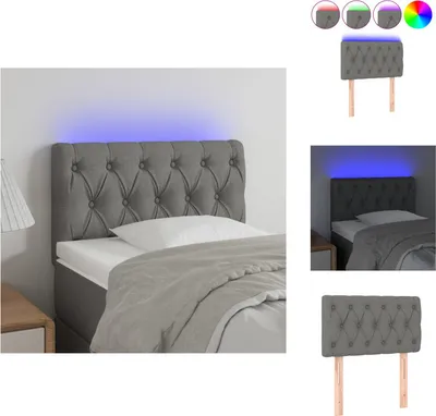 Image de vidaXL LED Tête de lit gris foncé 80x7x78/88 cm Tissu - Tête & Pieds de lit
