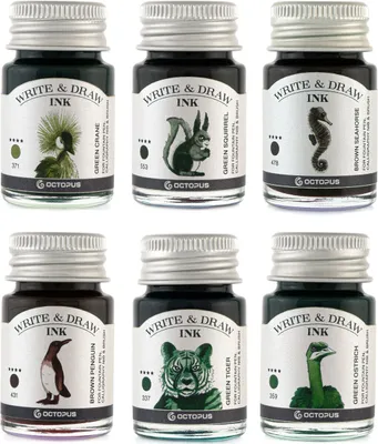 Obrázok produktu pre Sada atramentov na písanie a kreslenie FOREST, atrament na písanie a kreslenie, 6 x 10 ml