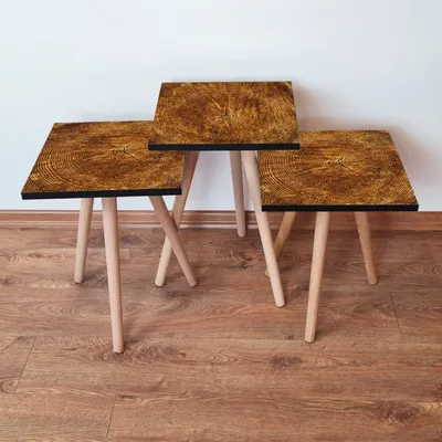 Produktbild von Skye Decor, 3Shp379 - Brown, Satztisch (3 Stück), Braun, 100 % MDF, 35 x 35 x 52 cm