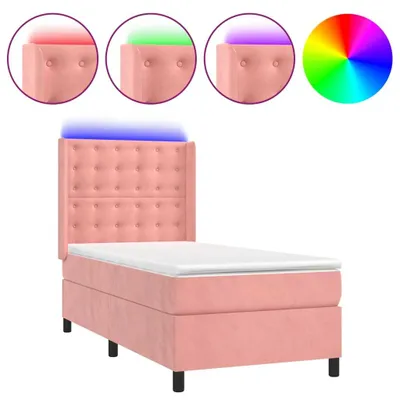 Produktbild von vidaXL Boxspringbett mit Matratze & LED Rosa 100x200 cm Samt