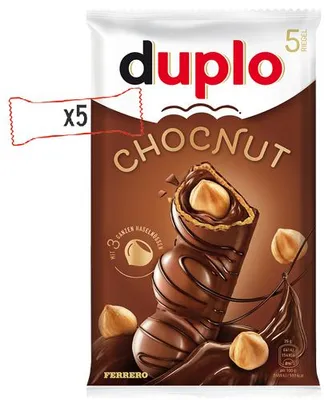 Produktbild von Duplo Chocnut mit ganzen Haselnüssen für zwischendurch 130g 5er Pack
