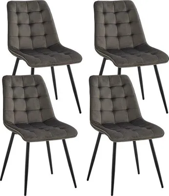 Productafbeelding van Famanu Esskamerstoelen - Designstoelen - Bekleed - Schalenstoelen - Set van 4 - Donkergrijs