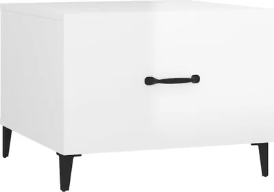 Produktbild von vidaXL Couchtisch mit Metallbeinen Hochglanz-Weiß 50x50x40 cm