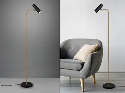 Produktbild von Trio Leuchten - Moderne Stehleuchte I Stehlampe I Standleuchte I Lampe I Leuchte schwarz mit Gold I Messing - Beata I Wohnzimmer I Schlafzimmer - Stahl Länglich - LED geeignet GU10