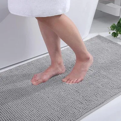 Obrázek produktu pro Podložka do koupelny Unyqoos® z mikrovlákna – protiskluzová PVC spodní strana, omyvatelná, extra měkká a savá, rohožka pod sprchu 40 x 60 cm, světle šedá