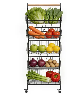 Image de Chariot de cuisine - Chariot de service - Sur roulettes - Étagère à légumes - Pièces amovibles - Métal