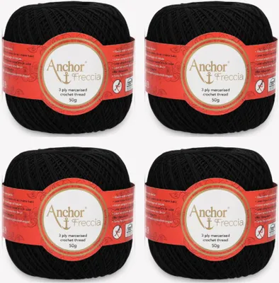 Image de 4 pelotes d'Anchor Freccia 16 – Fil de coton fin pour le crochet en filigrane (couleur 00403)