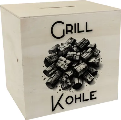 Produktbild von Holz Spardose Holzkohle-Optik mit Kunststoffpfropfen, 9,8x10,1x8 cm