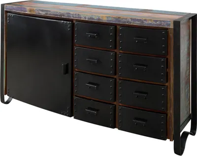 Immagine prodotto di MASSIVMOEBEL24 | credenza in legno di Legno riciclato 143x43x90 multicolore laccato INDUSTRIAL #102
