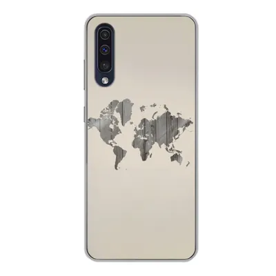 Produktbild von MuchoWow® Handyhülle Schutzhülle Hülle für Samsung Galaxy A50 Weltkarte - Holz - Regal Silikon Softcase Handy Hülle - Mobiltelefonhülle