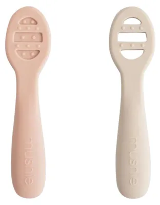 Produktbild von Mushie, Set mit 2 Baby-Löffeln, Farbe: Rosa und Beige