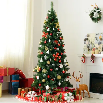 Obrázek produktu pro Umělý vánoční stromek z PVC - 631 větví | Barva: zelená | Rozměry: 81 x 81 x 210 cm