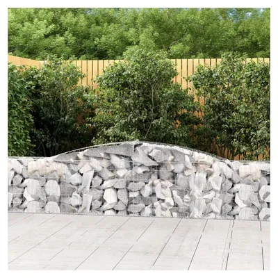 Produktbild von Gabione mit Hochbogen, Gabionenkörbe, Hochbeet, Steinkorb, Gabionengitter, Drahtkorb für Pflanzen, Kräuterspirale für Garten, 400x30x60/80 cm, verzinktes Eisen