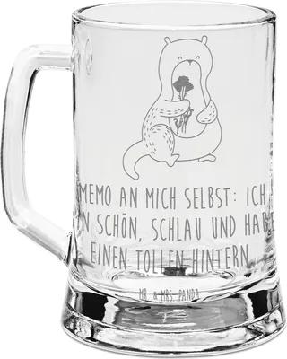 Produktbild von Mr. & Mrs. Panda Seidel Otter Blumenstrauß - Transparent - Geschenk, Seeotter, Positiv, Selbstvertrauen, Bierhumpen, Süß, Achtsamkeit, Bierkrug Glas, Glaskrug, Krug