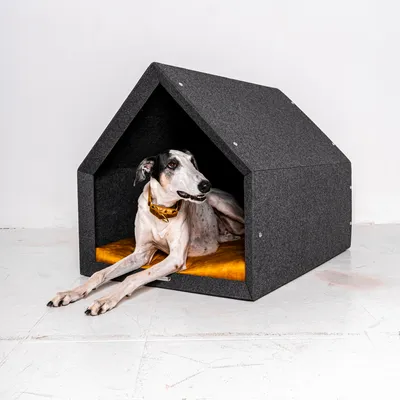 Produktbild von PetHome 2.0 Orthopädische Hundebett mit Memory-Schaum-Liegefläche und Dach – Biss- und Kratzfest, Größe S, hellgrau und gelb
