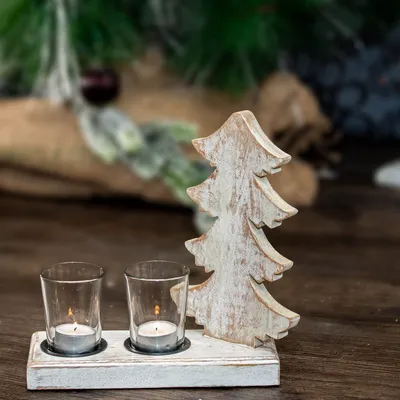 Produktbild von Teelichtgläser, Tannenbaum, Kerzenständer, Weiß, Weihnachtszeit