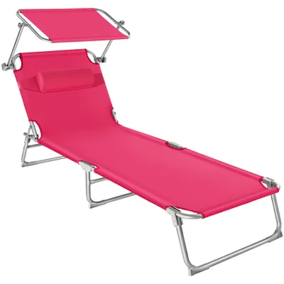Produktbild von tectake® Gartenliege 4-stufig mit Kopfpolster