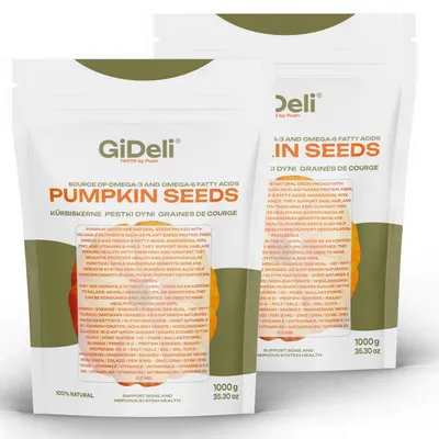 Immagine prodotto di Semi di zucca 2 kg, tostati, non salati, senza buccia, vegani, snack, ricchi di proteine e zinco, marca GiDeli