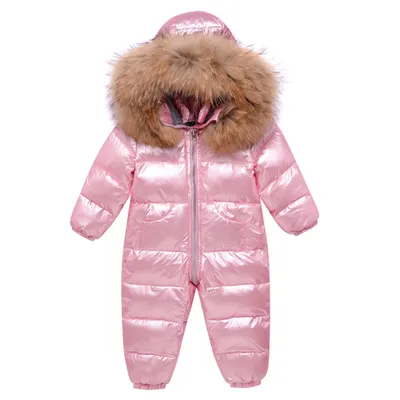 Produktbild von Baby Schneeanzüge Winter Overall Mit Kapuze Daunen-Skianzug Strampler Mädchen Jungen Winter Outfits für 9-24 Monate;Rosa 80cm