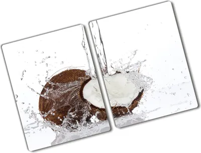 Produktbild von Tulup Glas Herdabdeckplatte - 2x40x52 cm - Glaskeramikkochfeld-Abdeckung Spritzschutz Glasabdeckplatte Kochplattenabdeckung und Schneidebrett - Zweiteilig - Essen & Getränke - Kokosnuss - Braun
