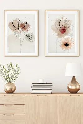 Produktbild von Wallity, Dekoratives Gerahmtes MDF Gemälde (2 Stück), 50 x 70 cm | 100% MDF (3 mm), Rahmen: 100% MASSIVHOLZ (2,5 cm) | Stilvolle Wanddekoration für jedes Zuhause.