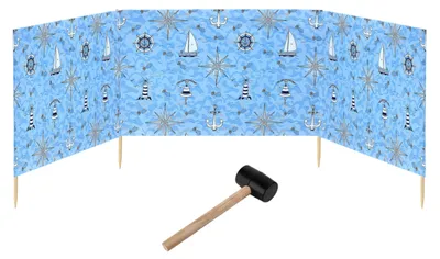 Image de Brise-vent et brise-vue Garronda pour plage, 4 m de long, avec marteau en caoutchouc GAEX001 (Marine-64, 4 m)