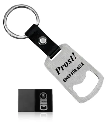 Edelstahl-Flaschenöffner "Prost! One for all" – Geschenk für Männer