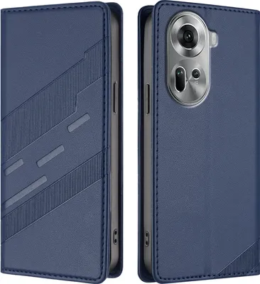Produktbild von Hülle für Oppo Reno11 5G, Kunstleder Brieftaschen Handyhülle mit Kartenfach und Standfunktion Blau