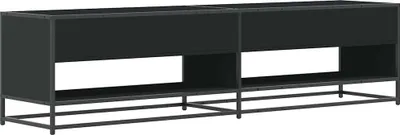 Image de vidaXL Armoire TV noire 180,5x40x46 cm Bois composite