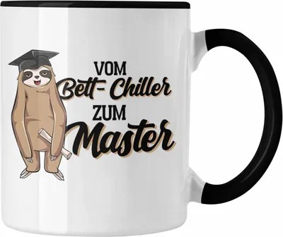 Produktbild von Trendation - Lustige Faultier Master Tasse Vom Bett Chiller Zum Master Abschluss Prüfung (Schwarz)