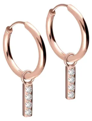 Produktbild von Chirurgenstahl Ohrclicker Creolen KRISTALLBALKEN RoséGold Innendurchmesser: 14mm + Designstärke: 1,6mm
