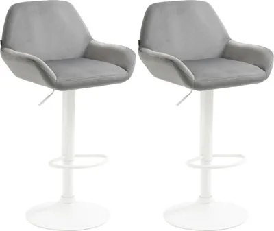 Produktbild von 2er Set Barhocker Braga Samt weiß grau