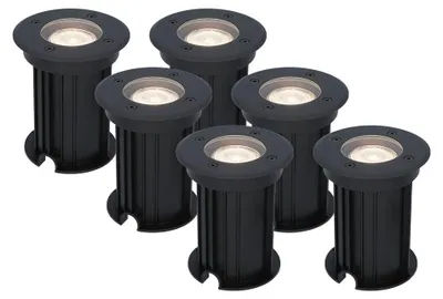 Image de HOFTRONIC - Spot LED au sol 4W GU10 345lm 4000K Dimmable Noir IP67 6 pièces